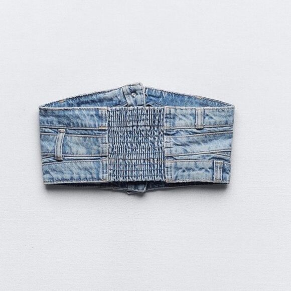 ZARA TRE DENIM BANDEAU TOP - Picture 4 of 8